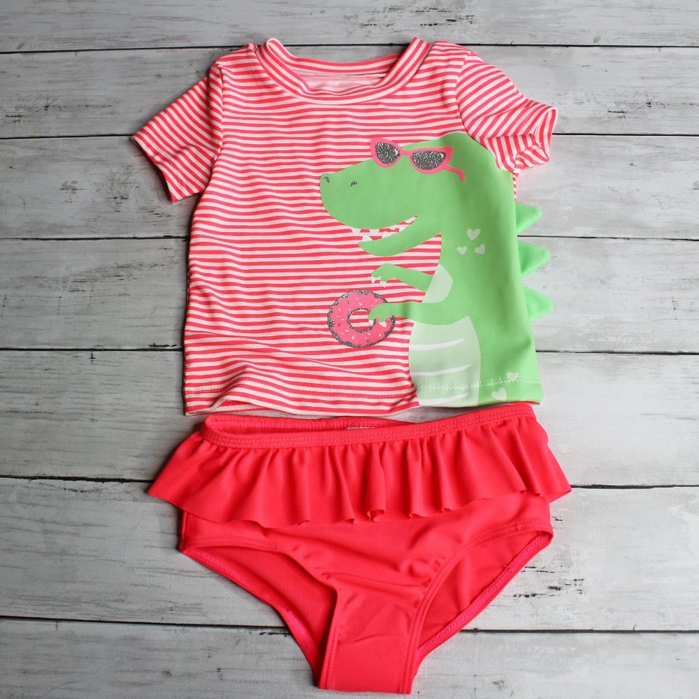 Carter's Baby Girl Rashguard Swimsuit Set Set Size 18 Months Pink